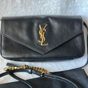Yves Saint Laurent Black and Gold Crossbody Bag